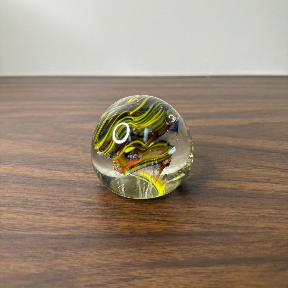 Vintage Swirl Design Art Glass Paperweight